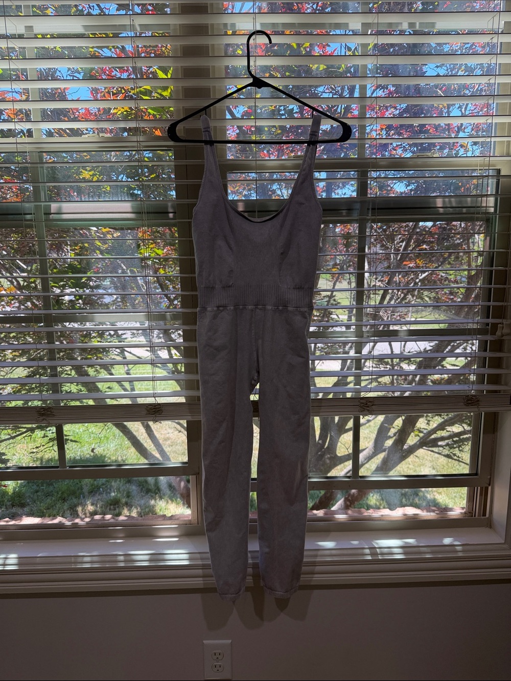 Free People- Good Karma Onsie Sleek Grey Ribbed Jumpsuit